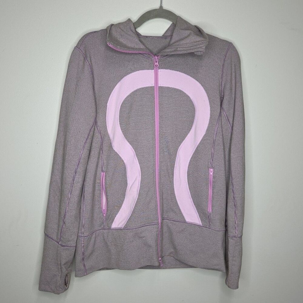 Lululemon Jacket Women 10 Purple Stride Hood Performance Active Wick Yoga Casual